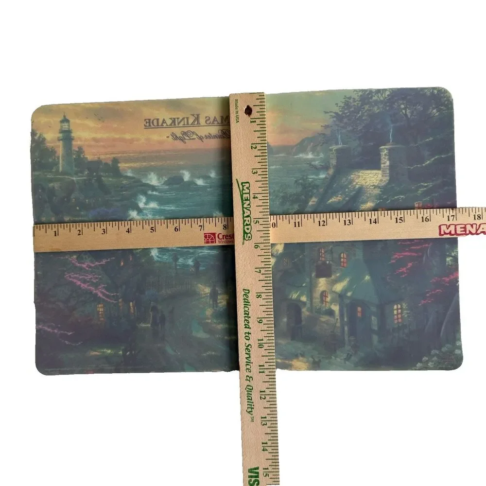 Thomas Kinkade Placemats Set of 4 The Village Lighthouse Vinyl Wipeable Table